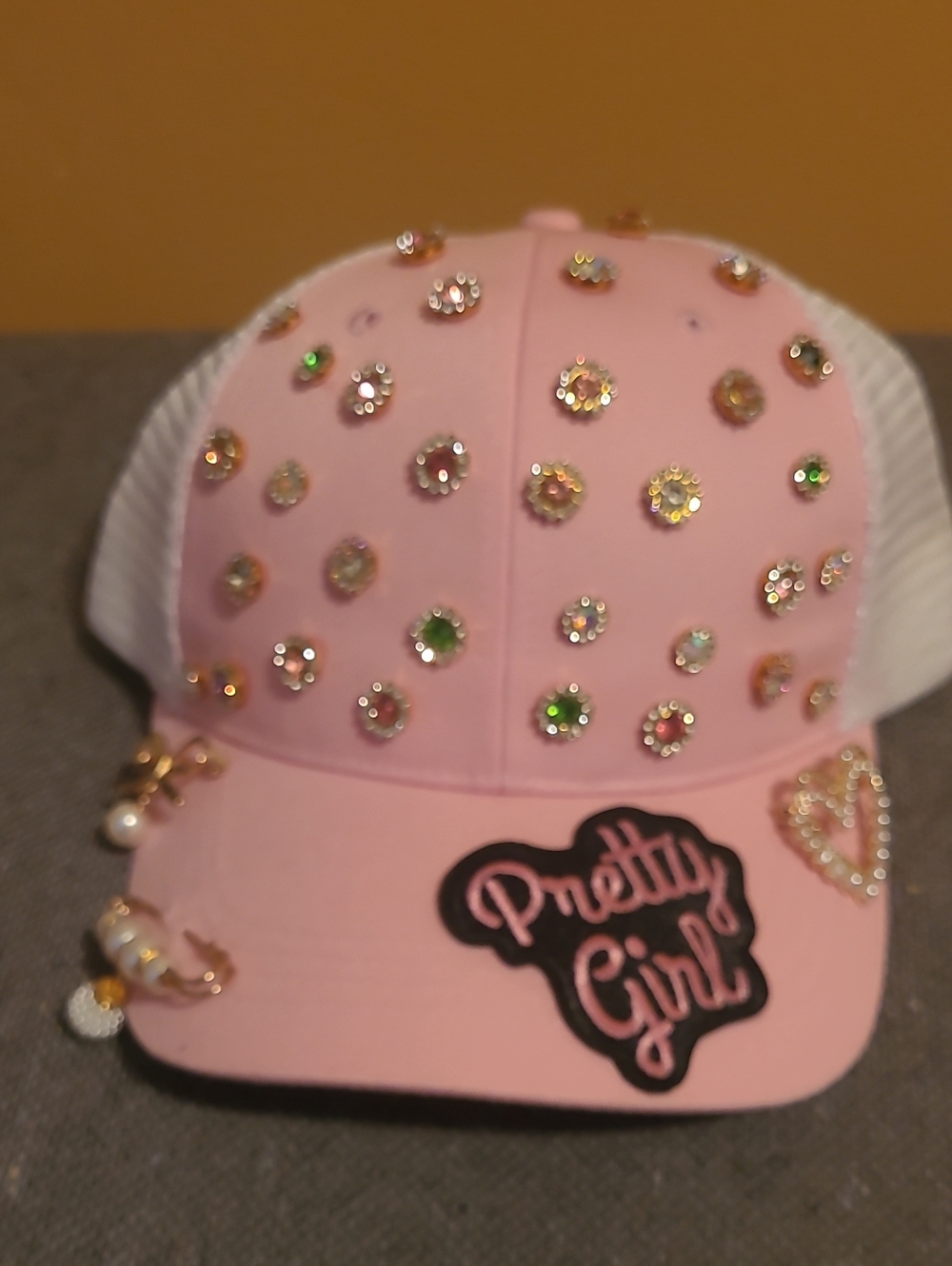 Pretty Girl Pink Embellished Kids Trucker Hat